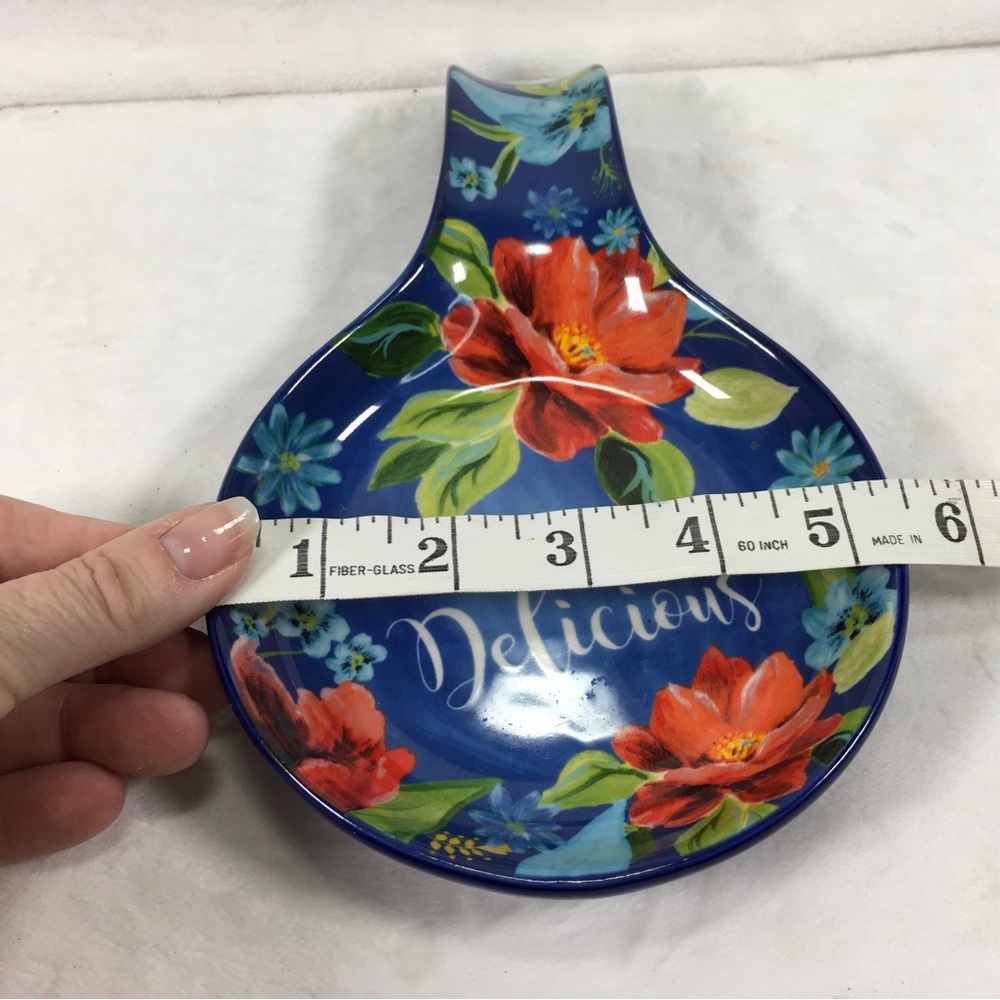 Pioneer Woman Spring Bouquet Spoon Rest Blue Make Life Delicious 8.9” long - Picture 4 of 4
